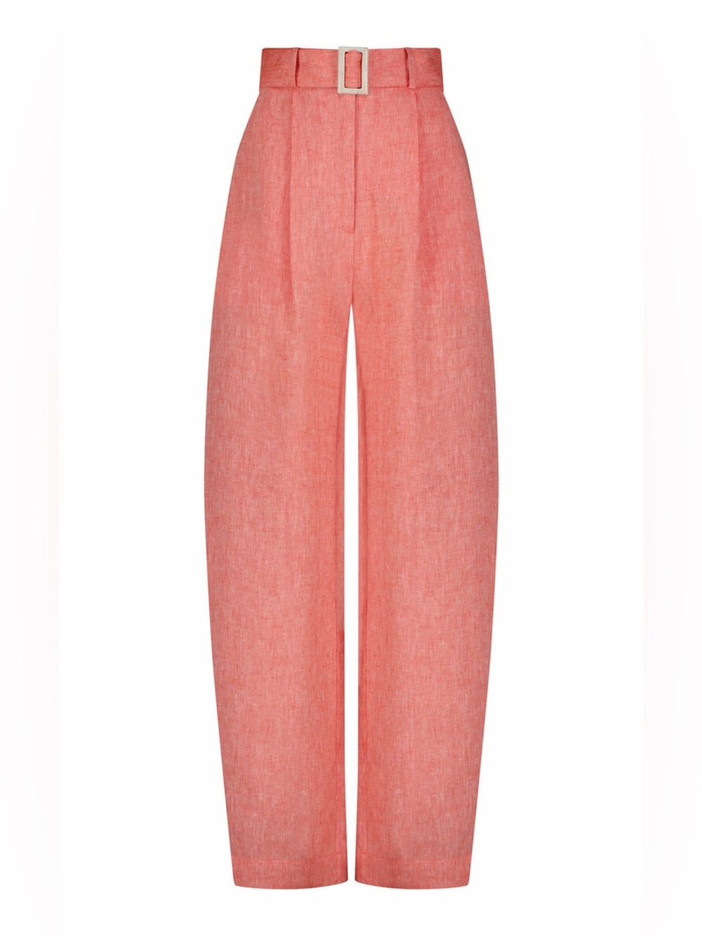Matthew Bruch High-Rise Coral Wide-Leg Trousers with Belted Waist